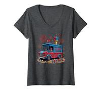 Old Glory's Ice Cream Social T-Shirt avec Col en V, Femme, Chiné Foncé, M