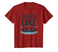 Old Guys Still Rule The Lake Bateau de pêche Humour, pêche T-Shirt, Enfant, Canneberge, 8 Ans