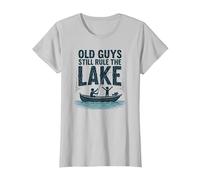 Old Guys Still Rule The Lake Bateau de pêche Humour, pêche T-Shirt, Femme, Argent, L