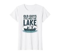 Old Guys Still Rule The Lake Bateau de pêche Humour, pêche T-Shirt, Femme, Blanc, XS