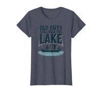 Old Guys Still Rule The Lake Bateau de pêche Humour, pêche T-Shirt, Femme, Bleu Chiné, S