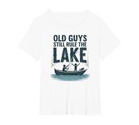 Old Guys Still Rule The Lake Bateau de pêche Humour, pêche T-Shirt, Femme Grandes Tailles, Blanc, 4X