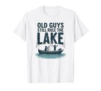 Old Guys Still Rule The Lake Bateau de pêche Humour, pêche T-Shirt, Homme, Blanc, 5XL