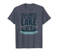 Old Guys Still Rule The Lake Bateau de pêche Humour, pêche T-Shirt, Homme, Bleu Chiné, S
