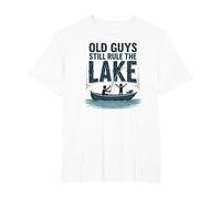 Old Guys Still Rule The Lake Bateau de pêche Humour, pêche T-Shirt, Homme Grandes Tailles, Blanc, 4X Tall