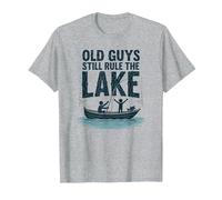 Old Guys Still Rule The Lake Bateau de pêche Humour, pêche T-Shirt, Homme, Gris Chiné, L