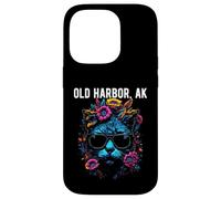 Old Harbor Alaska Chat Portant des Lunettes de Soleil et des Fleurs Coque pour iPhone 14 Pro