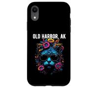 Old Harbor Alaska Chat Portant des Lunettes de Soleil et des Fleurs Coque pour iPhone XR