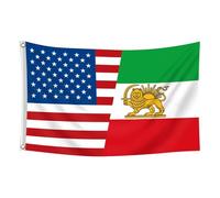 Old Iran USA Friendship Flag | 90x150cm American Iranians Friendship Flag | Double Stitched And UV Resistant Flags With Vibrant Printing And Sturdy Brass Grommets | For Indoor Outdoor