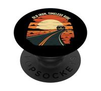 Old Iron Timeless Ride Classic Car Sunset Road PopSockets PopGrip Adhésif