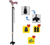 Old Man Crutches - Four-Legged Cane - Four-Legged Lamp with Crutches - Four Corner Telescopic Stick in Non-Slip Aluminium - Practical (Colour: A, Size: Main Stick)