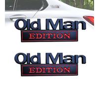 Old Man Edition Car Emblem, 3D Metal Sticker Badge - Funny Edition Nameplate Decal for Side Rear Tailgate Bumper, Waterproof Rustproof Adhesive for Car Truck SUV Motorcycle (Black-Red)