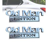 Old Man Edition Car Emblem, 3D Metal Sticker Badge - Funny Edition Nameplate Decal for Side Rear Tailgate Bumper, Waterproof Rustproof Adhesive for Car Truck SUV Motorcycle (Silver-Black)