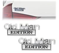 Old Man Edition Car Emblem, 3D Sticker Badge, Weatherproof Funny Nameplate Decal, Metal Badge Bumper Decals, for Cars Truck SUV Side Or Rear Tailgate Name Plate Sticker (Silver-Black)