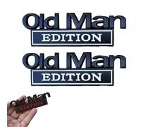 Old Man Edition Lot de 2 emblèmes 3D en métal antirouille pour pare-chocs de voiture - Autocollants amusants pour pare-chocs de voiture - Autocollant décoratif pour camion - Emblèmes de camion pour
