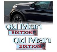 Old Man Edition Lot de 2 emblèmes autocollants 3D en métal pour pare-chocs de voiture, autocollants amusants, imperméables et antirouille pour voitures, camions, motos, pour pare-chocs avant ou