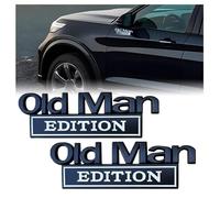 Old Man Edition Lot de 2 emblèmes autocollants 3D en métal pour pare-chocs de voiture, autocollants amusants, imperméables et antirouille pour voitures, camions, motos, pour pare-chocs avant ou