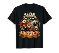 Old Man Flies Aviateur rétro années 70 T-Shirt
