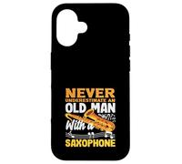 Old Man Grandpa Saxophone Saxophoniste Coque pour iPhone 16