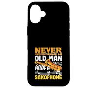 Old Man Grandpa Saxophone Saxophoniste Coque pour iPhone 16 Plus