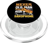 Old Man Grandpa Saxophone Saxophoniste PopSockets PopGrip pour MagSafe