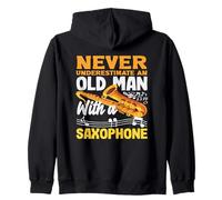 Old Man Grandpa Saxophone Saxophoniste Sweat à Capuche