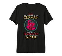 Old Man Who Loves Snakes and Was Born in April Birthday T-Shirt Haut de Gamme