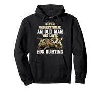 Old Man Who Loves Wild Hog Hunting Wild Sanglier Hunter Season Sweat à Capuche