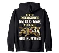 Old Man Who Loves Wild Hog Hunting Wild Sanglier Hunter Season Sweat à Capuche
