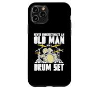 Old Man with a Drum Set Retro Drummer Music Artwork Coque pour iPhone 11 Pro