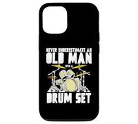Old Man with a Drum Set Retro Drummer Music Artwork Coque pour iPhone 12/12 Pro
