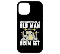Old Man with a Drum Set Retro Drummer Music Artwork Coque pour iPhone 12 Mini