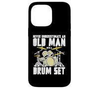 Old Man with a Drum Set Retro Drummer Music Artwork Coque pour iPhone 14 Pro Max