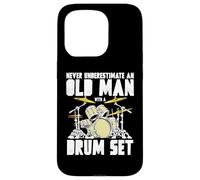 Old Man with a Drum Set Retro Drummer Music Artwork Coque pour iPhone 15 Pro