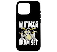 Old Man with a Drum Set Retro Drummer Music Artwork Coque pour iPhone 16 Pro