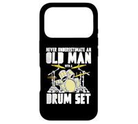 Old Man with a Drum Set Retro Drummer Music Artwork Coque pour iPhone 17 Pro