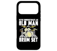 Old Man with a Drum Set Retro Drummer Music Artwork Coque pour iPhone 17 Pro Max