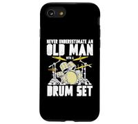 Old Man with a Drum Set Retro Drummer Music Artwork Coque pour iPhone SE (2020) / 7/8