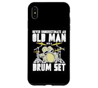 Old Man with a Drum Set Retro Drummer Music Artwork Coque pour iPhone XS Max