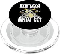 Old Man with a Drum Set Retro Drummer Music Artwork PopSockets PopGrip pour MagSafe