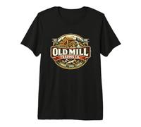 Old Mill Trading Co Badge Vintage en Bois et Outils T-Shirt Haut de Gamme