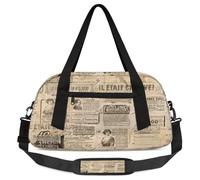 Old Newspaper - Sac de sport léger vintage pour enfants - Petit sac de voyage pour la nuit et la danse, Vieux journal, 18.5L x 7.8W x 9.4H
