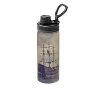 Old Pirate Ship in The Sea Bouteille d'eau isotherme avec poignée 532 ml en acier inoxydable pour l'école et les voyages