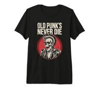 Old Punk Never Die Rock Squelette Rebel T-Shirt Haut de Gamme