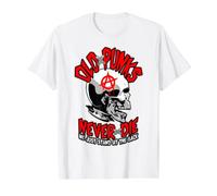 Old Punks Never Die Musique Punk Rock Mohawk Skull T-Shirt Graphique avec Valeur, Homme, Blanc, S