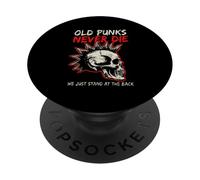 Old Punks Never Die Skull Punk Rock Musique Heavy Metal Rétro PopSockets PopGrip Adhésif