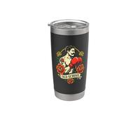 Old School Boxer Vintage Tattoo Rose Gants Art Gobelet isotherme en acier inoxydable double paroi
