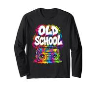 Old School Graffiti Style Boom Box années 80 Musique Peinture Graphique Manche Longue