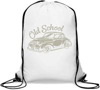 Old School Sac de gym avec cordon de serrage Motif voiture Blanc