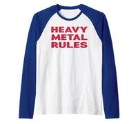 Old School Slogan Softball Tee - Heavy Metal Rules Manche Raglan